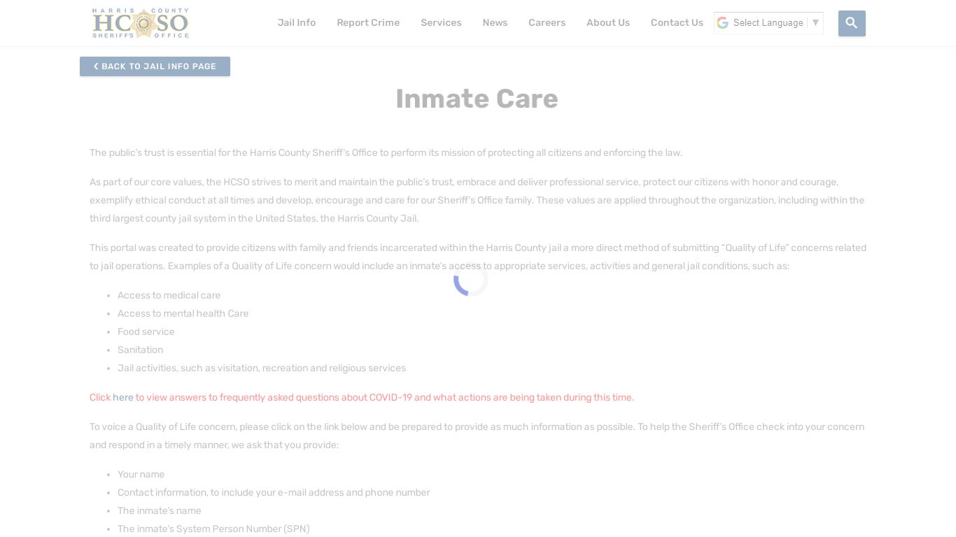 Inmate Care—Harris County Texas Sheriff's Office