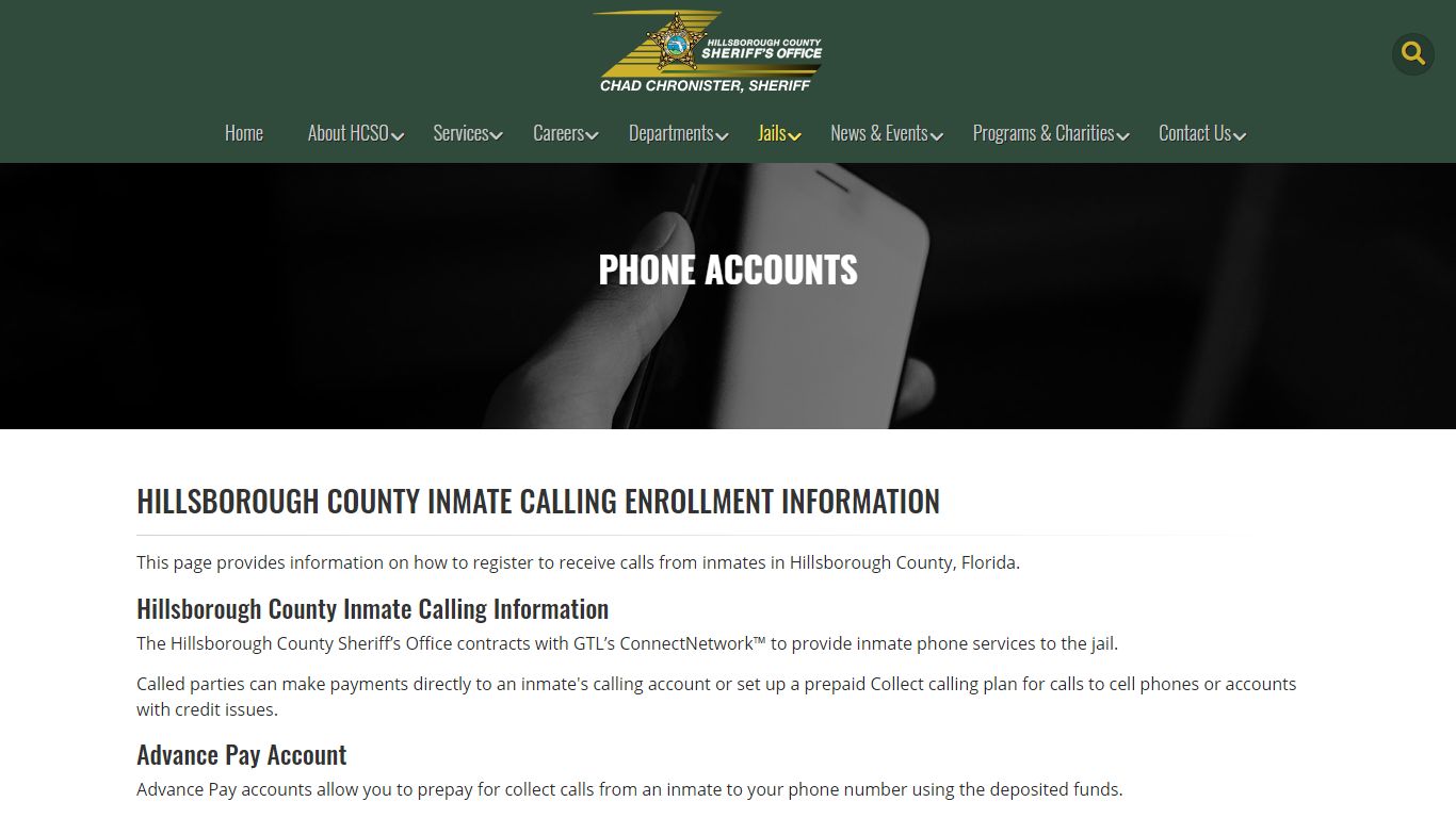 Inmate Phone Accounts | HCSO, Tampa FL